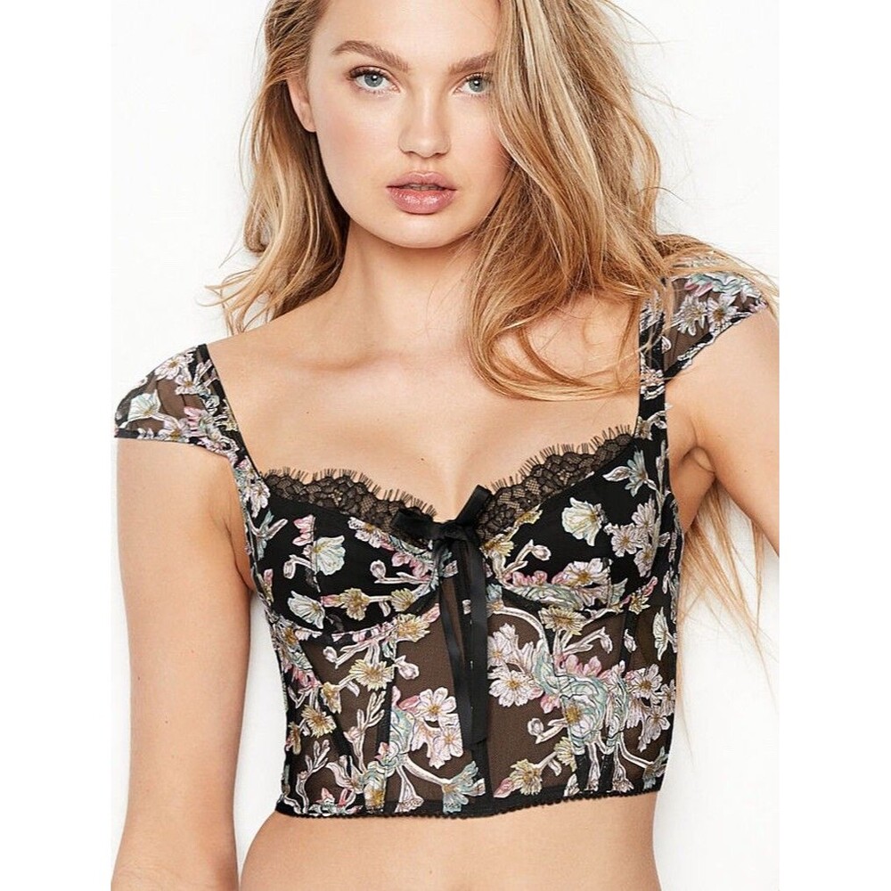 Victoria's Secret Dream Angels Embroidered Unlined Bra Corset Bustier 34B